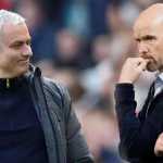 Jose Mourinho dan Erik Ten Hag pelatih Manchester United