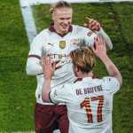 Kevin de Bruyne dan Erling Haaaland pemain Manchester City di laga Piala FA