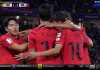 Korea Selatan merayakan gol kemenangan oleh Son Heung-min