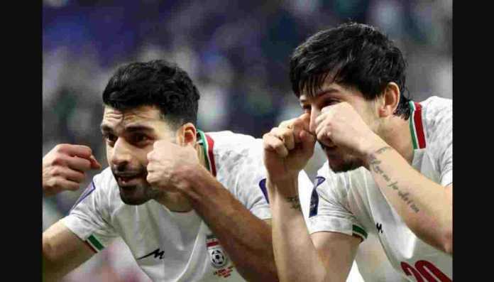 Mehdi Taremi merayakan gol Iran di Piala Asia