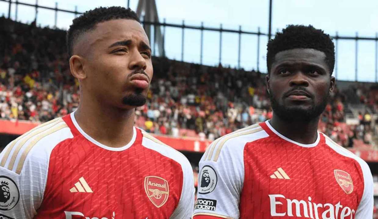 Pemain Arsenal Gabriel Jesus dan Thomas Partey