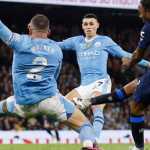 Raheem Sterlingg saat mencetak gol di pertandingan antara Manchester City vs Chelsea