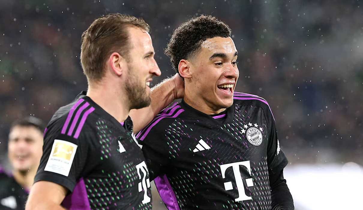 Jamal Musiala dan Harry Kane pemain Bayern Munchen