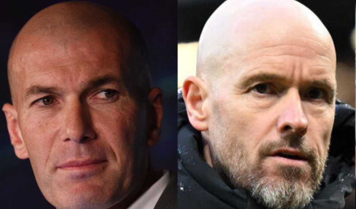 Zinedine Zidane dan Erik Ten Hag pelatih Manchester United