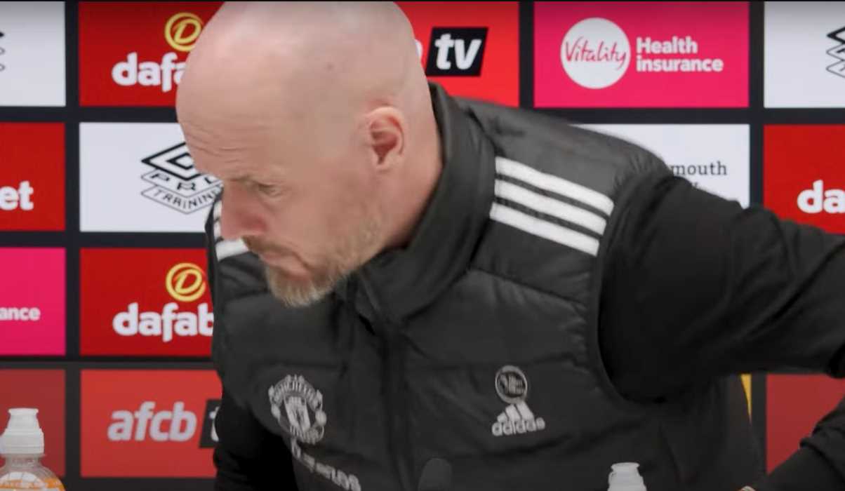 Erik Ten Hag kabru dari konferensi pers pasca pertandingan antara Bournemouth vs Manchester United