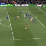 Proses gol pertama Arsenal ke gawang Chelsea