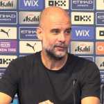 Pep Guardiola dalam konferensi pers Manchester City