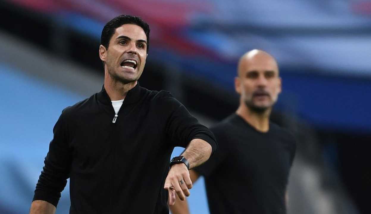 Mikel Arteta dan Pep Guardiola pelatih ARsenal dan Manchester City