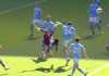 Tendangan salto Mohammed Kudus ke gawang Manchester City