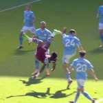 Tendangan salto Mohammed Kudus ke gawang Manchester City