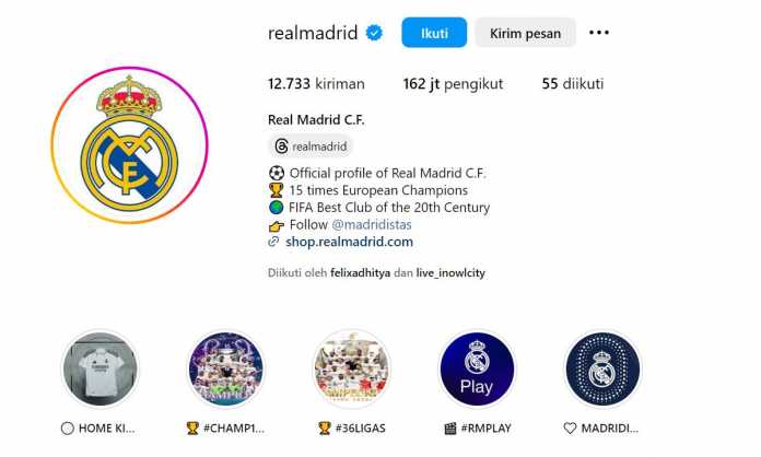 Akun Instagram Real Madrid