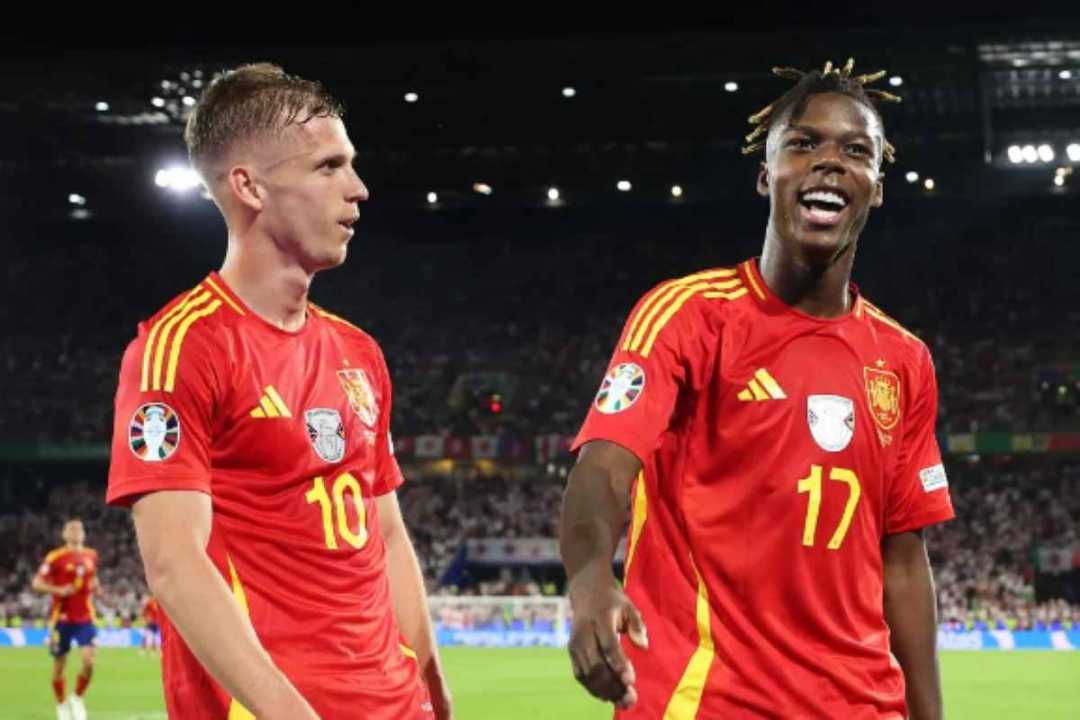 Dani Olmo dan Nico WIlliams saat membela Timnas Spanyol doi Euro 2024