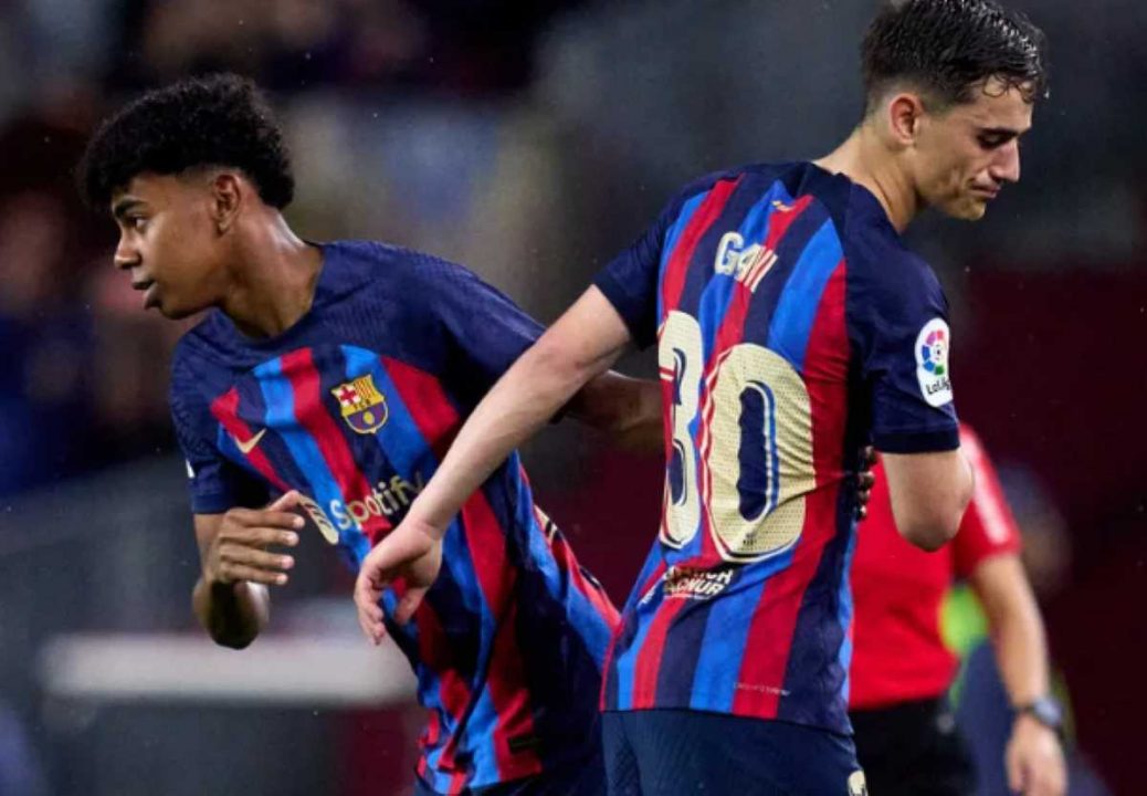 Lamine Yamal dan Gavi dalam sebuah Laga Barcelona