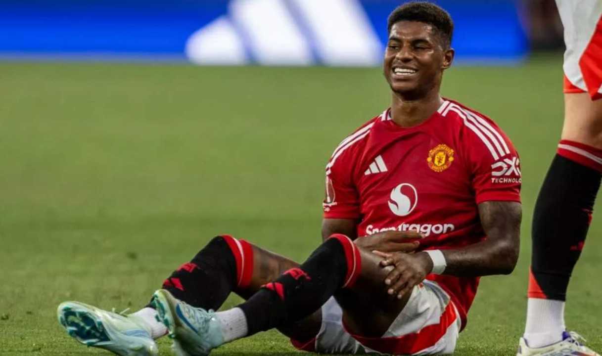 Pemain Manchester United Marcus Rashford cedera di laga pra musim