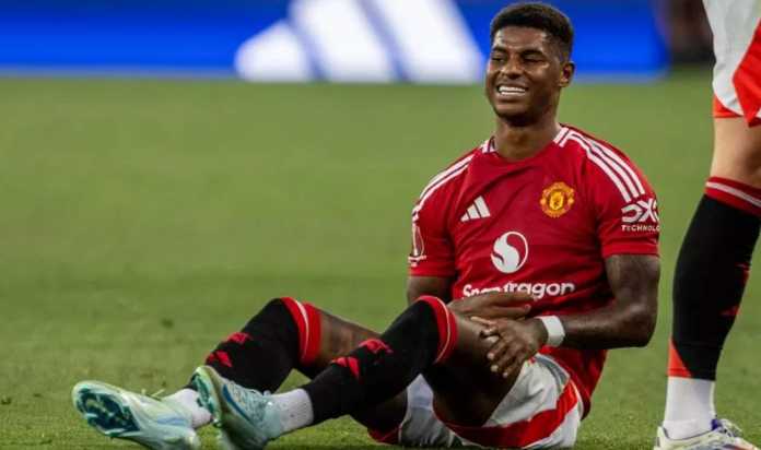 Pemain Manchester United Marcus Rashford cedera di laga pra musim