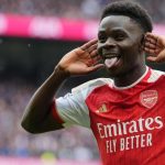 Bukayo Saka pemain Arsenal jelang laga kontra Manchester City