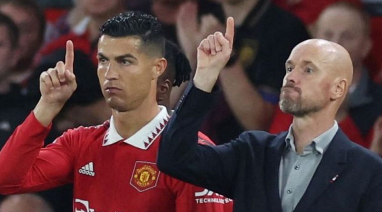 Cristiano Ronaldo dan Erik Ten Hag saat bersama di Manchester United