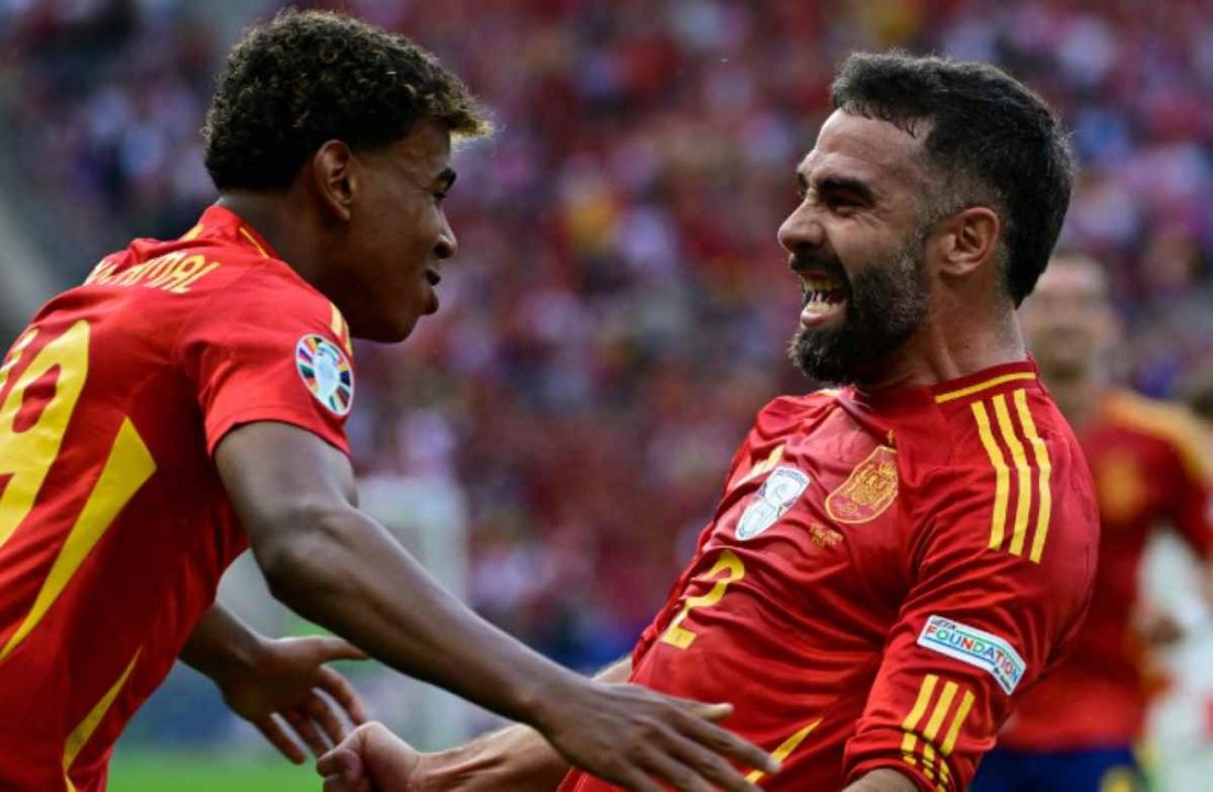 Dani Carvajal dan Lamine Yamal di Laga Spanyol vs Kroasia