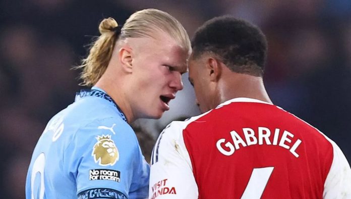 Erling Haaland dan Gabriel terlibat perselisihan di laga Manchester City vs Arsenal