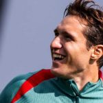 Federico Chiesa saat latihan di tim Liverpool