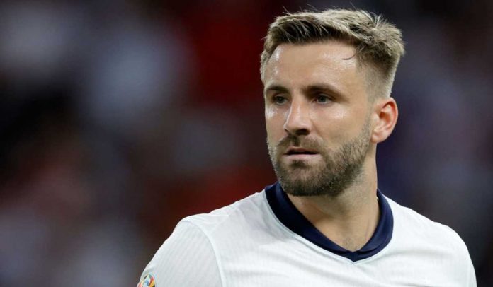 Luke Shaw saat membela timnas Inggris di Euro 2024