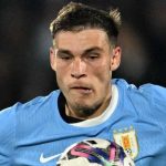 Manuel Ugarte dalam penampilan untuk Uruguay