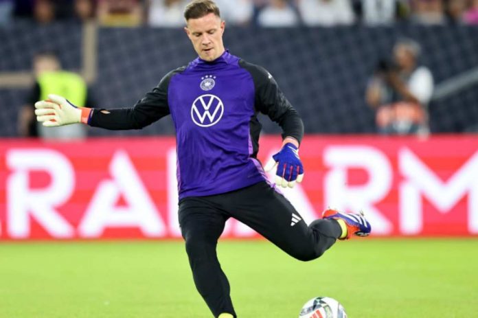 Marc-Andre ter Stegen di sebuah sesi latihan Timnas Jerman