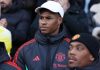 Marcus Rashford di bangku cadangan saat laga Manchester United vs Crystal Palace