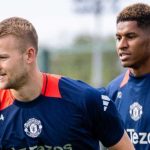 Matthijs de Ligt berlatih bersama Marcus Rashford