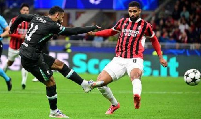 Mohamed Salah pemain Liverpool saat melawan AC Milan