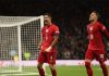 Robert Lewandowski usai mencetak gol untuk Polandia di laga vs Skotlandia