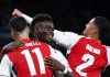 Bukayo Saka dan Gabriel Martinelli rayakan gol bersama