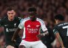 Bukayo Saka di laga Arsenal vs Liverpool