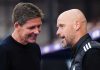 Erik ten Hag berbicara dengan Oliver Glasner