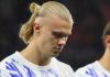 Erling Haaland dalam pertandingan Norwegia vs Serbia