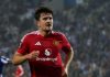 Harry Maguire rayakan gol ke gawang Porto