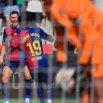 Lamine Yamal dan Lewandowski Usai terciptanya gol di laga Barcelona vs Valladolid