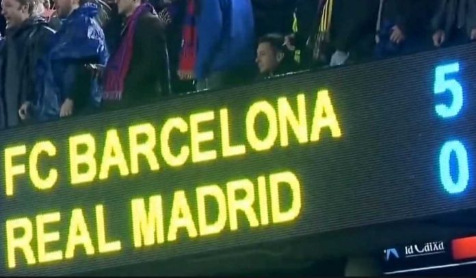 Papan skor Barcelona 5-0 Real Madrid