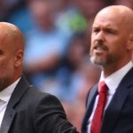 Pep Guardiola dan Erik ten Hag dalam derby Manchester