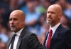 Pep Guardiola dan Erik ten Hag di derby Manchester