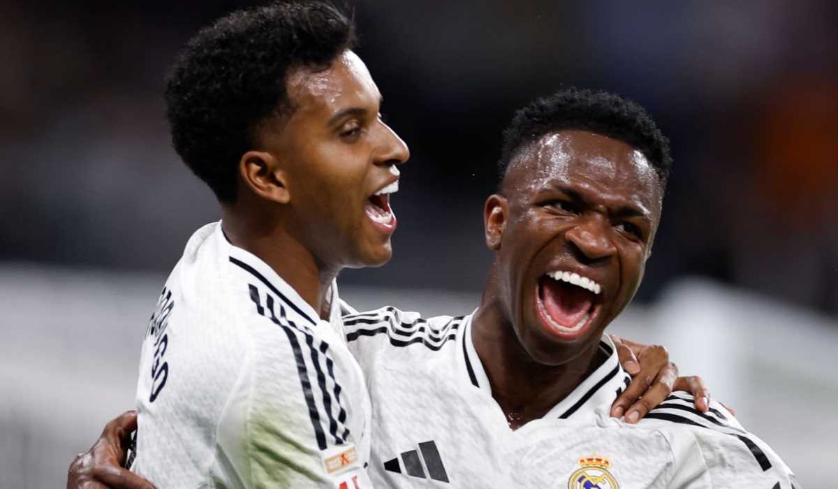 Rodrygo dan Vinciius rayakan gol bersama