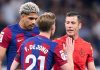 Ronald Araujo dan Frenkie de Jong berdebat dengan wasit