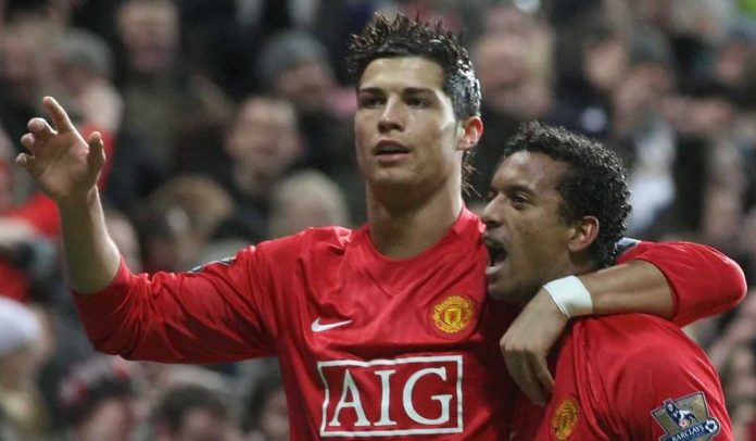 Cristiano Ronaldo saat bermain bersama Nani di Manchester United