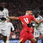 Ferland Mendy dan Antonio Rudiger di laga Liverpool vs Real Madrid