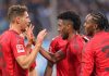 Leon Goretzka bersama Kingsley Coman dan Mathys Tel