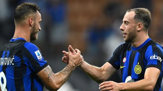 Marko Arnautovic dan Davide Frattesi pemain Inter Milan