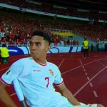 Marselino Ferdinan usai mencetak gol kedua di laga melawan Arab Saudi