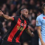 Semenyo merayakan golnya ke gawang Manchester City