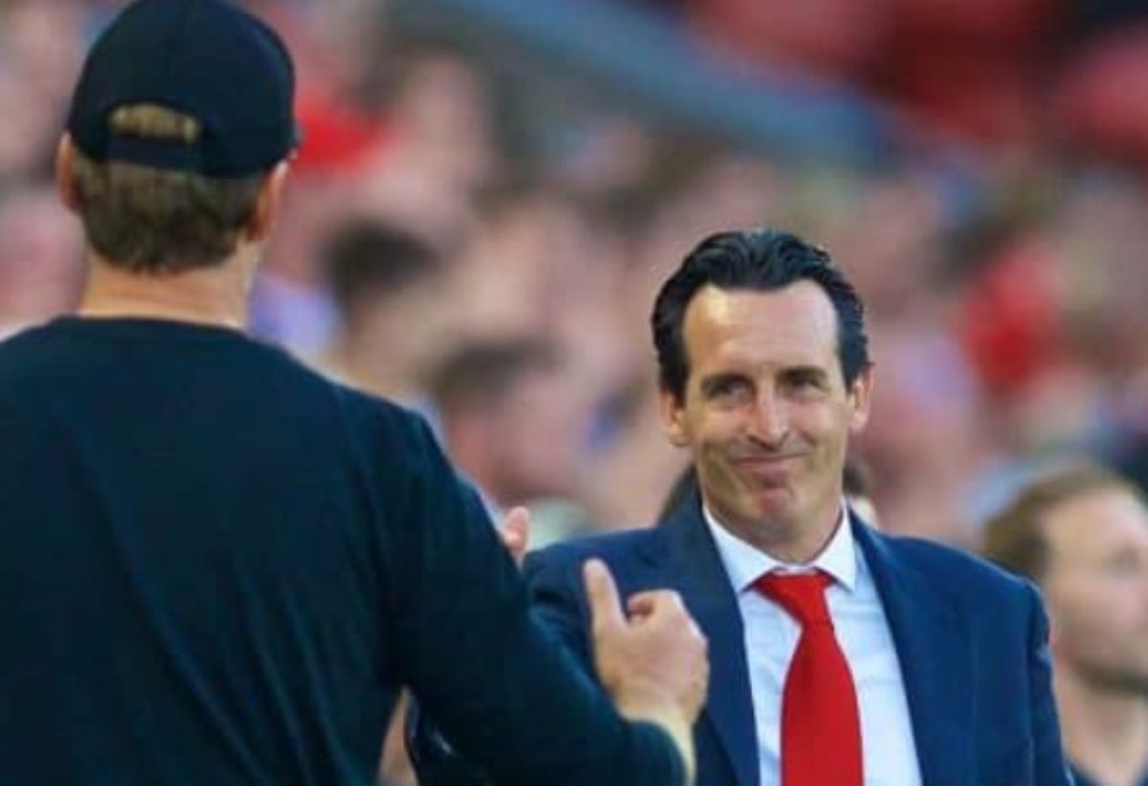 Unai Emery usai laga melawan Liverpool beberapa waktu lalu