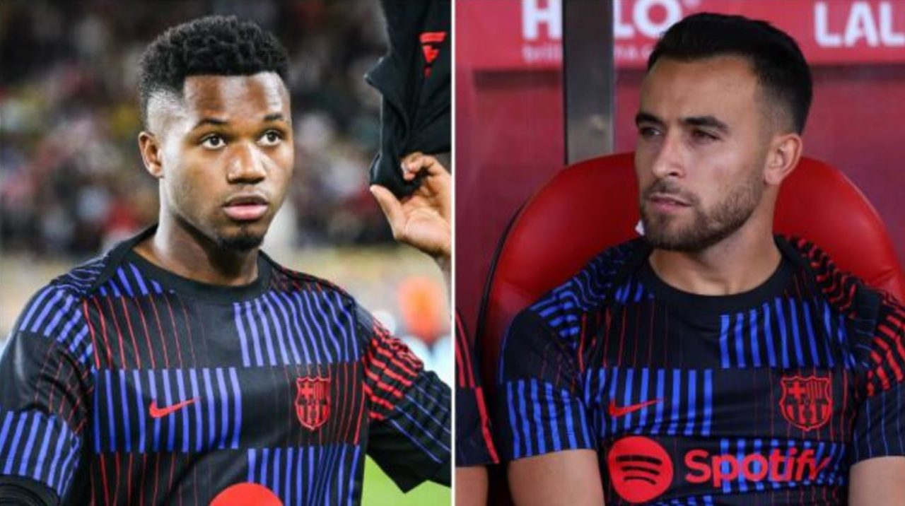 Ansu Fati dan Eric Garcia pemain sepak bola Barcelona